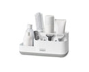 Joseph Joseph EasyStore bathroom caddy in gray with organized compartments on a white background.