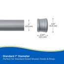 Kenney KN609L/13 Twist & Fit No Tools Spring Tension Standard Shower Curtain Rod with Non-Slip, Non-Scratch Ends, 42-72" Adjustable Length, Easy Install, Silver, 1" Diameter Rust Resistant Steel Tube