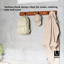 Umbra Flip 8-Hook Wall Mounted Coat Rack, Modern, Sleek, Space-Saving Coat Hanger Walnut/Black