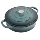 A 5-quart slate grey enameled cast iron braiser with lid, shown against a white background.