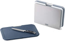 Compact set of three Joseph Joseph cutting boards with a space-saving design and metal handles.