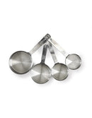 4-piece stainless steel measuring cup set on a white background.