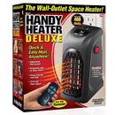 Origina packaging for Ontel Handy Heater Deluxe plug-in personal heater with digital display and remote, shown against a white background.