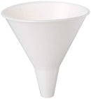 Natural-colored Hutzler 32-ounce wide plastic funnel with ribbed sides on a white background.