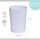 Bath Bliss Hammered Design Waste Bin | 1 Pack | Round Open Top | 10 Liter | Bathroom Trash Can | Kitchen | Office | Bedroom | Textured Plastic | Wastebasket | White