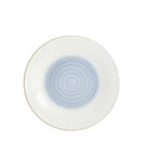 Dessert Plate: Blue dessert plate with matching spiral texture and slightly smaller size, shown on a white background.