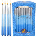 Ombre blue and silver dripless Hanukkah candles, 5/16" diameter, in a box for all 8 nights of celebration, on a white background.