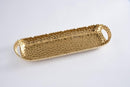 Pampa Bay Golden Millenium Titanium-Plated Porcelain Long Tray with Handles, 20 X 6.5 X 2.75in