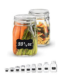 33.75 oz Glass Jars – Blue, Set of 2