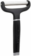 KitchenAid black cheese slicer with stainless steel wire and ergonomic handle on a white background.