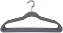 Set of 10 grey Simplify super slim velvet huggable hangers with non-slip coating, displayed on a white background.