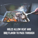 Yukon Glory BBQ 'N Serve Wide Basket Set, featuring a large perforated grill basket with a detachable handle and a solid serving tray.