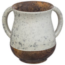 Mango Wood Hand Made Wash Cup with White and Silver Splash