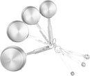 Home Basics 11-piece stainless steel measuring cups and spoons set fanned out on a white background.