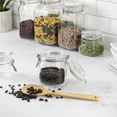 Clear glass Bormioli Rocco Fido canning jar with a metal wire latch and an airtight lid.