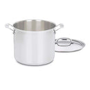 Cuisinart 12-quart stainless steel covered stockpot with mirror finish shown on a white background.