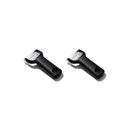 Two identical OXO Good Grips Julienne Peelers are shown side-by-side on a white background. Each features a black, ergonomic handle with the OXO logo and a stainless steel blade designed to cut vegetables into thin strips.
