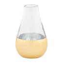 Medium glass vase with hammered texture and gold hand-painted accents, displayed on a white background.