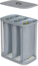 Joseph Joseph Tota Trio 90-liter Laundry Hamper Separation Basket with Lid and Removable Bags - 23.27"L x 15.55"W x 27.95"H, Grey
