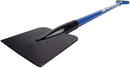 Snow Joe blue ice chopper with carbon steel blade and shock-absorbing handle on a white background.