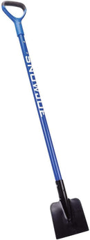 Snow Joe blue ice chopper with carbon steel blade and shock-absorbing handle on a white background.