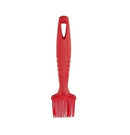 A red BBQ basting brush with durable and heat-resistant silicone bristles, designed for evenly applying sauces and marinades while grilling.

