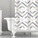 Bath Bliss 70" x 72" Shower Curtain Grey Herringbone Design Rust Proof Metal Grommets