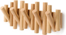 Umbra Picket 5 Hooks, Wall-Mounted Rail, Doubles as Art, Beveled Pine Wood Dowels, Natural Finish