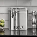 Oggi Jumbo 8" Stainless Steel Flour Clamp Canister - Airtight Food Storage Container Ideal for Kitchen & Pantry Storage of Flour or other Bulk, Dry Foods.