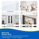 Kenney KN609L/1 Twist & Fit No Tools Spring Tension Standard Shower Curtain Rod with Non-Slip, Non-Scratch Ends, 42-72" Adjustable Length, Easy Install, White, 1" Diameter Rust Resistant Steel Tube