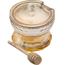 Elegant 7 cm crystal honey dish, placed on a white background.