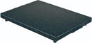 Rectangular black enamel Shabbat hot plate with a smooth ceramic surface and built-in safety thermostat, measuring 17 by 23 inches.