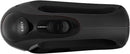 Black electric hand mixer with two chrome beaters, showing its 150 watts of power, 5 variable speed settings with a slide control, and a beater eject button.