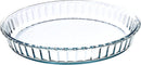  Simax 11-inch clear glass baking dish with fluted edges, displayed on a white background.