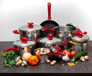5-Quart Stainless Steel Pot and Lid with Red Handles