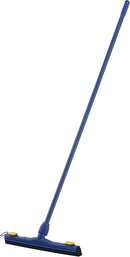 Superio 18" blue floor squeegee with a 48" metal handle displayed on a white background, designed for wiping and drying floors efficiently.