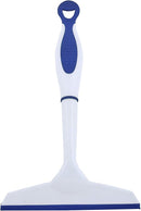 White squeegee with blue rubber blade and blue accent on handle, shown on a white background.