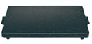 Rectangular black enamel Shabbat hot plate with a smooth ceramic surface and built-in safety thermostat, measuring 17 by 23 inches.