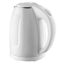 White OVENTE electric kettle with a double-wall design and stainless steel interior, shown on a white background.