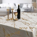 Elegant Marble Gold Tablecloth 55" X 86"