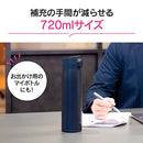 Zojirushi SM-VA72-AD One-Touch 720ml Navy Water Bottle, a sleek dark blue thermos mobile with a secure one-touch lid, perfect for on-the-go hydration.