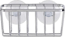 Front view of the Chrome wire sponge holder with suction cup attached, displayed on a white background.