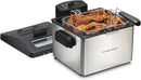 A gray 5L deep fryer with chrome basket, shown assembled against a white background.
