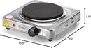 Dominion D1003S single electric hot plate burner with a stainless steel finish and flat heating surface, shown on a white background.