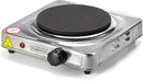 Dominion D1003S single electric hot plate burner with a stainless steel finish and flat heating surface, shown on a white background.