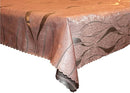 Pink Pearl jacquard tablecloth in 66"x120" size, neatly folded on a white background.