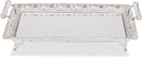 Ner Mitzvah large silver plated menorah tray with handles and mirrored surface, shown on a white background.