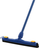 Superio 18" blue floor squeegee with a 48" metal handle displayed on a white background, designed for wiping and drying floors efficiently.