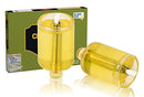 Box of 44 Ner Mitzvah medium-sized jelled olive oil menorah candles in clear glass cups with cotton wicks, displayed on a white background.