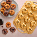 Nordic Ware 75th Anniversary Braided Bundt Bites, Gold